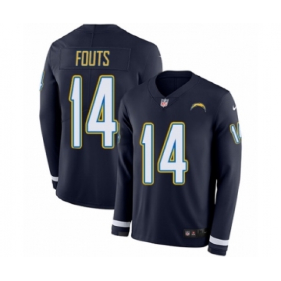 Youth Nike Los Angeles Chargers #14 Dan Fouts Limited Navy Blue Therma Long Sleeve NFL Jersey - Ujersey