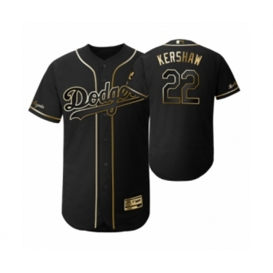 Men's 2019 Golden Edition Los Angeles Dodgers Black #22 Clayton Kershaw Flex Base Jersey - Ujersey