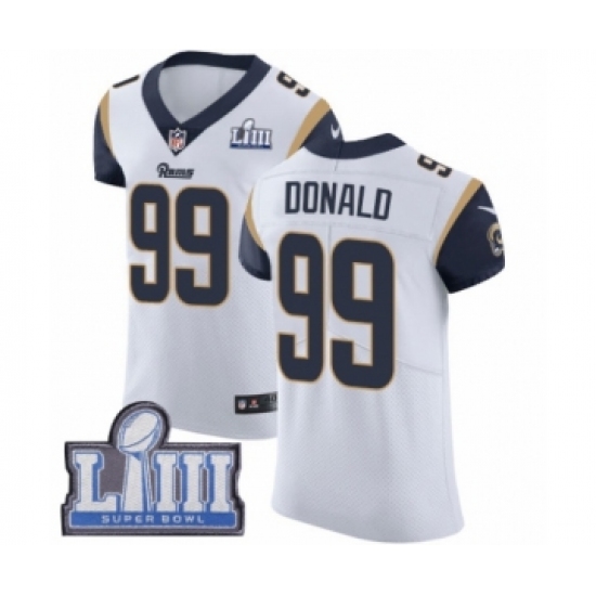 Men's Nike Los Angeles Rams #99 Aaron Donald White Vapor Untouchable Elite Player Super Bowl LIII Bound NFL Jersey - Ujersey