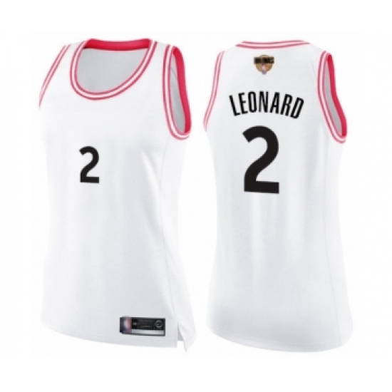 Women's Toronto Raptors #2 Kawhi Leonard Swingman White Pink Fashion 2019 Basketball Finals Bound Jersey - Ujersey