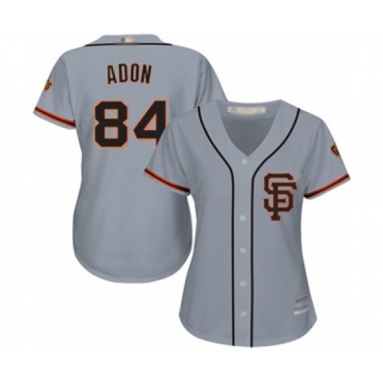 Women's San Francisco Giants #84 Melvin Adon Authentic Grey Road 2 Cool Base Baseball Player Jersey - Ujersey