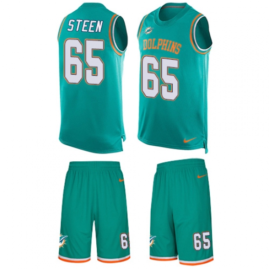 Men's Nike Miami Dolphins #65 Anthony Steen Limited Aqua Green Tank Top Suit NFL Jersey - Ujersey