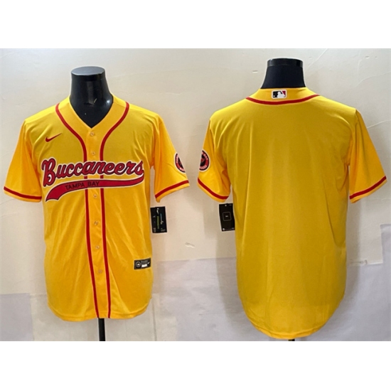 Men's Tampa Bay Buccaneers Blank Gold Cool Base Stitched Baseball Jersey - Ujersey
