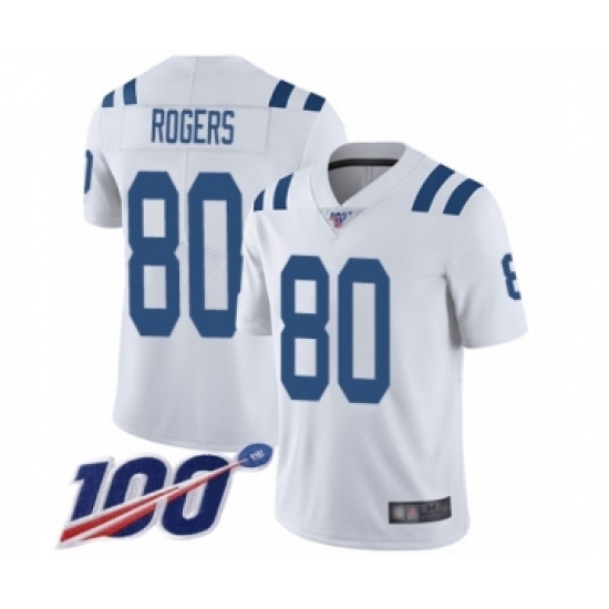 Men's Indianapolis Colts #80 Chester Rogers White Vapor Untouchable Limited Player 100th Season Football Jersey - Ujersey