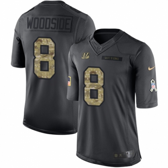 Men's Nike Cincinnati Bengals #8 Logan Woodside Limited Black 2016 Salute to Service NFL Jersey - Ujersey