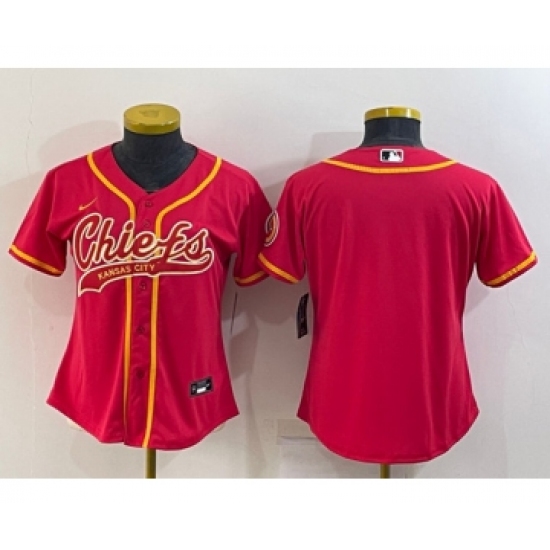 Youth Kansas City Chiefs Blank Red With Patch Cool Base Stitched Baseball Jersey - Ujersey