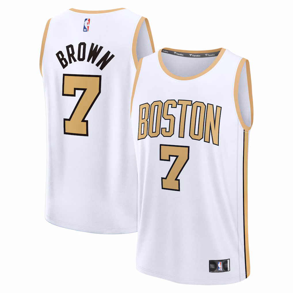 Men's Boston Celtics Jaylen Brown Fanatics White 2025/26 City Edition Fast Break Jersey - ujerseystore