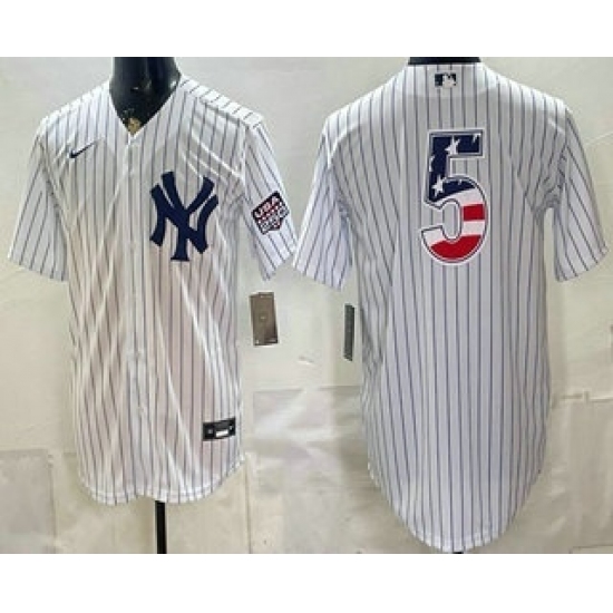 Men's New York Yankees #5 Joe DiMaggio White 2026 USA 250 Fourth of July Home Stadium Stitched Jersey - Ujersey