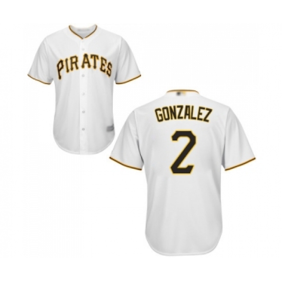 Men's Pittsburgh Pirates #2 Erik Gonzalez Replica White Home Cool Base Baseball Jersey - Ujersey