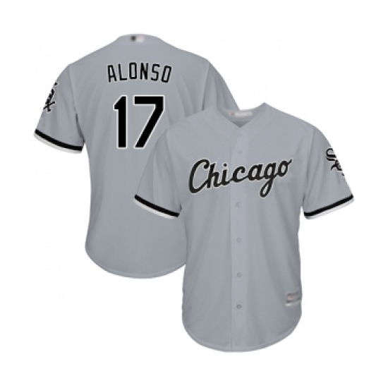 Men's Chicago White Sox #17 Yonder Alonso Replica Grey Road Cool Base Baseball Jersey - Ujersey
