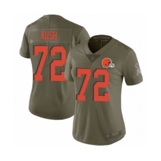 Women's Cleveland Browns #72 Eric Kush Limited Olive 2017 Salute to Service Football Jersey - Ujersey