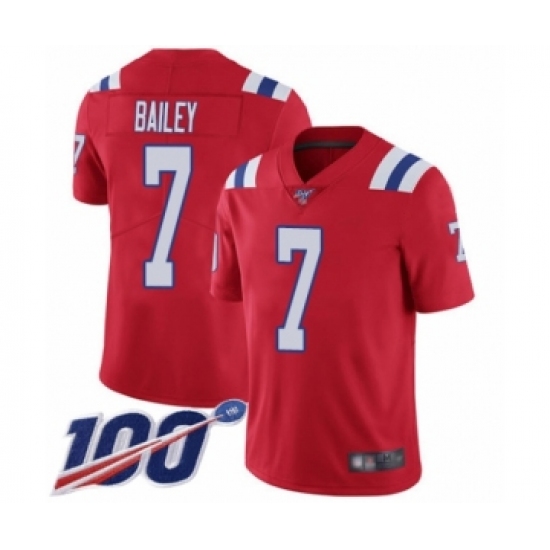 Youth New England Patriots #7 Jake Bailey Red Alternate Vapor Untouchable Limited Player 100th Season Football Jersey - Ujersey