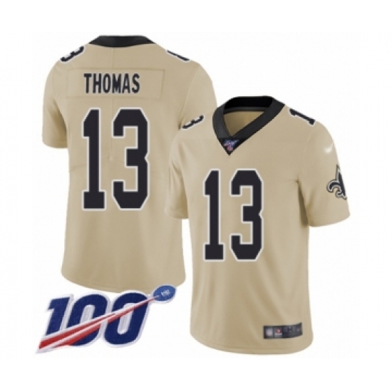 Youth New Orleans Saints #13 Michael Thomas Limited Gold Inverted Legend 100th Season Football Jersey - Ujersey