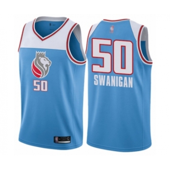 Youth Sacramento Kings #50 Caleb Swanigan Swingman Blue Basketball Jersey - City Edition - Ujersey