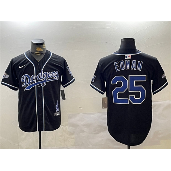 Men's Los Angeles Dodgers #25 Tommy Edman Black 2024 World Series Champions Limited Stitched Baseball Jersey - Ujersey