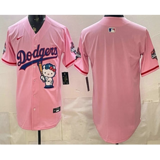 Men's Los Angeles Dodgers Blank Pink Hello Kitty 2025 World Series Champions Limited Jersey - Ujersey