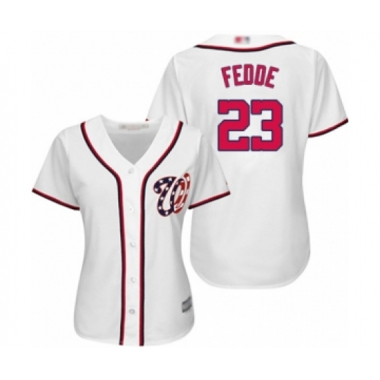 Women's Washington Nationals #23 Erick Fedde Authentic White Home Cool Base Baseball Player Jersey - Ujersey