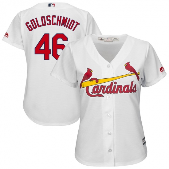 Women's St. Louis Cardinals #46 Paul Goldschmidt Majestic White Home Official Cool Base Player Jersey - Ujersey