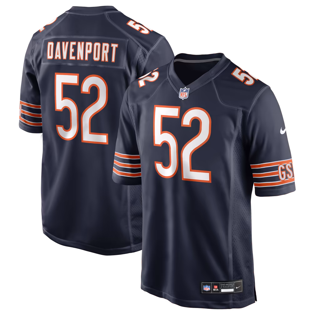 Men's Chicago Bears Marcus Davenport Nike Navy Team Game Jersey