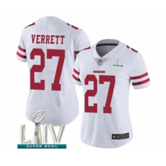 Women's San Francisco 49ers #27 Jason Verrett White Vapor Untouchable Limited Player Super Bowl LIV Bound Football Jersey - Ujersey