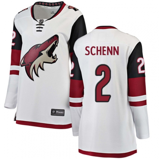 Women's Arizona Coyotes #2 Luke Schenn Authentic White Away Fanatics Branded Breakaway NHL Jersey