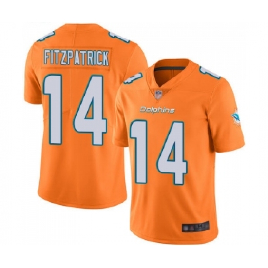 Youth Miami Dolphins #14 Ryan Fitzpatrick Limited Orange Rush Vapor Untouchable Football Jersey - Ujersey