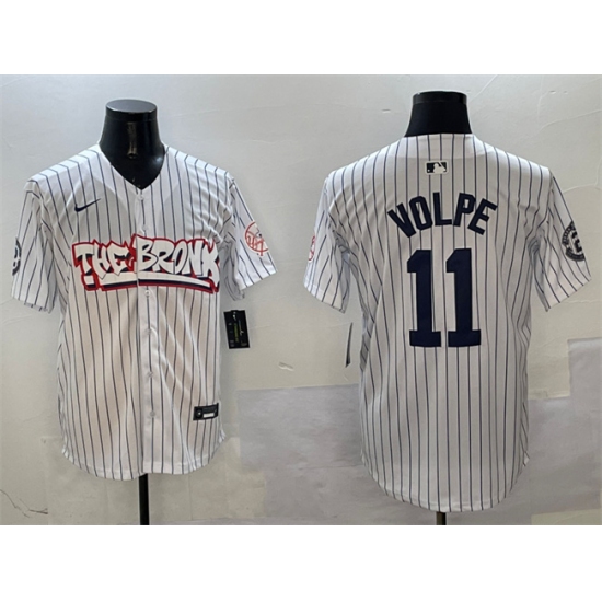 Men's New York Yankees #11 Anthony Volpe White Bronx Graffiti Vapor Limited Stitched Baseball Jersey - Ujersey