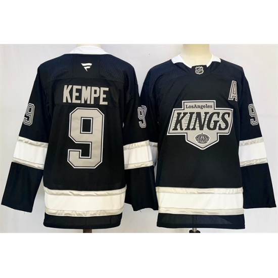 Men's Los Angeles Kings #9 Adrian Kempe Black 2024-25 Home With A Stitched Hockey Jersey - Ujersey