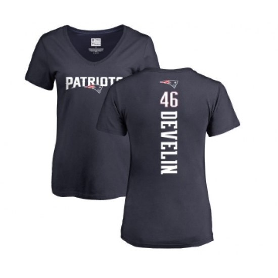 Football Women's New England Patriots #46 James Develin Navy Blue Backer T-Shirt - Ujersey