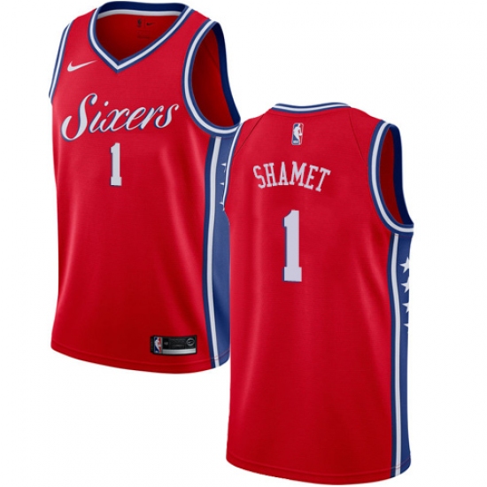 Youth Nike Philadelphia 76ers #1 Landry Shamet Swingman Red NBA Jersey Statement Edition - Ujersey