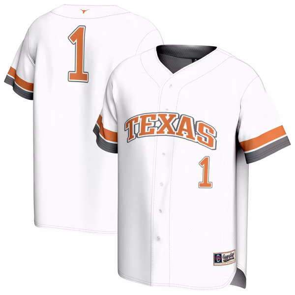 Youth GameDay Greats White Texas Longhorns Lightweight Collegiate Baseball Fashion Jersey