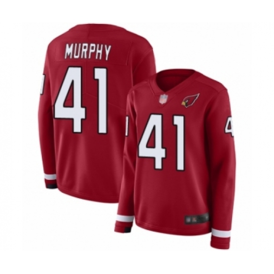 Women's Arizona Cardinals #41 Byron Murphy Limited Red Therma Long Sleeve Football Jersey - Ujersey