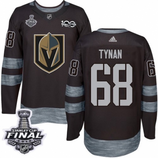 Men's Adidas Vegas Golden Knights #68 T.J. Tynan Authentic Black 1917-2017 100th Anniversary 2018 Stanley Cup Final NHL Jersey - Ujersey