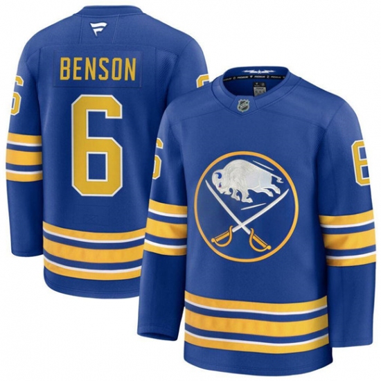 Men's Buffalo Sabres #6 Zach Benson Blue Stitched Hockey Jersey
