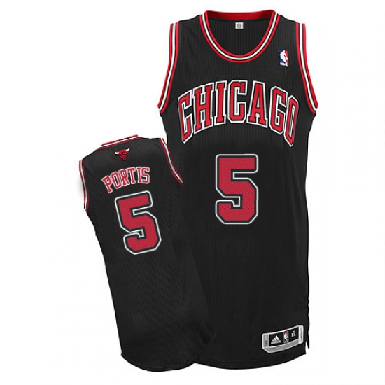 Men's Adidas Chicago Bulls #5 Bobby Portis Authentic Black Alternate NBA Jersey - Ujersey