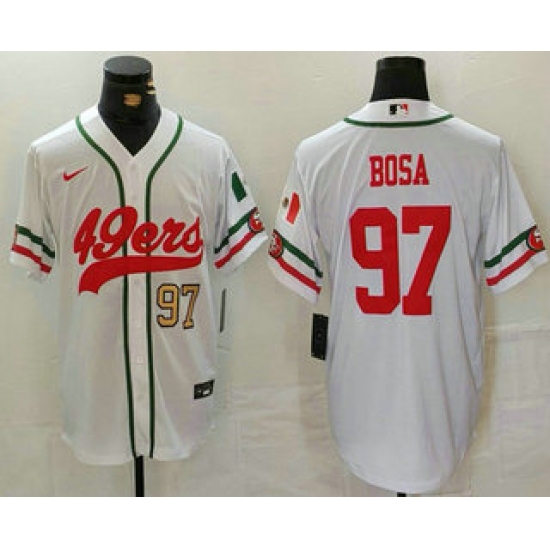 Men's San Francisco 49ers #97 Nick Bosa Number White Mexico Cool Base Stitched Baseball Jersey - Ujersey