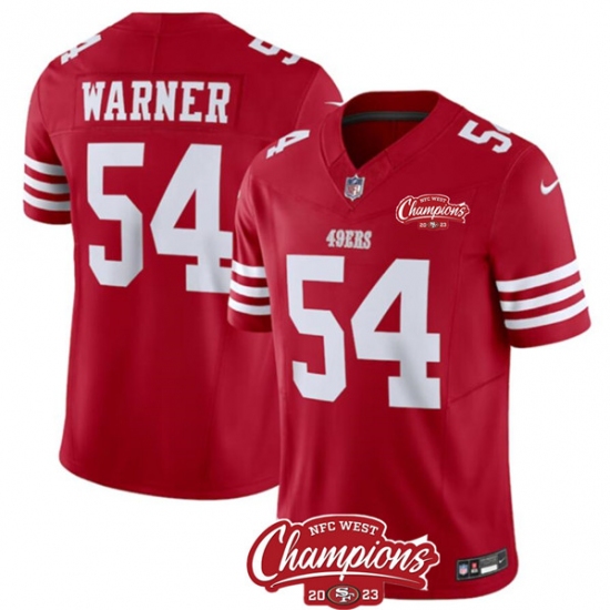 Men's San Francisco 49ers #54 Fred Warner Red 2023 F.U.S.E. NFC West Champions Football Stitched Jersey - Ujersey