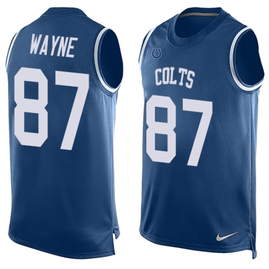 Men's Nike Indianapolis Colts #87 Reggie Wayne Limited Royal Blue Player Name & Number Tank Top NFL Jersey - Ujersey