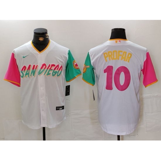 Men's San Diego Padres #10 Jurickson Profar White 2023 City Connect Cool Base Stitched Jersey - Ujersey