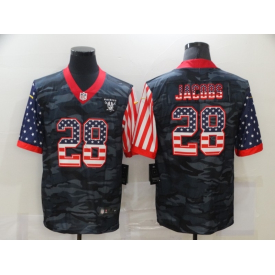 Men's Oakland Raiders #28 Josh Jacobs Camo Flag Nike Limited Jersey