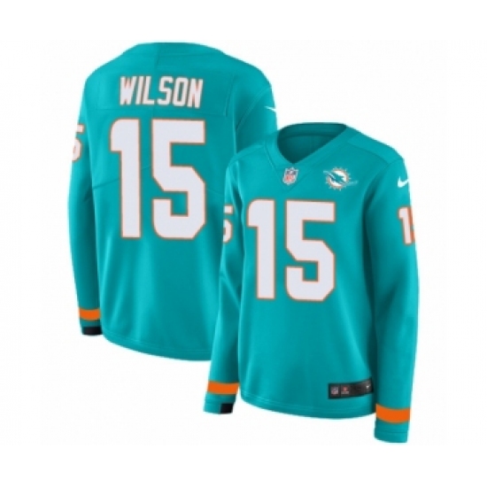 Women's Nike Miami Dolphins #15 Albert Wilson Limited Aqua Therma Long Sleeve NFL Jersey - Ujersey