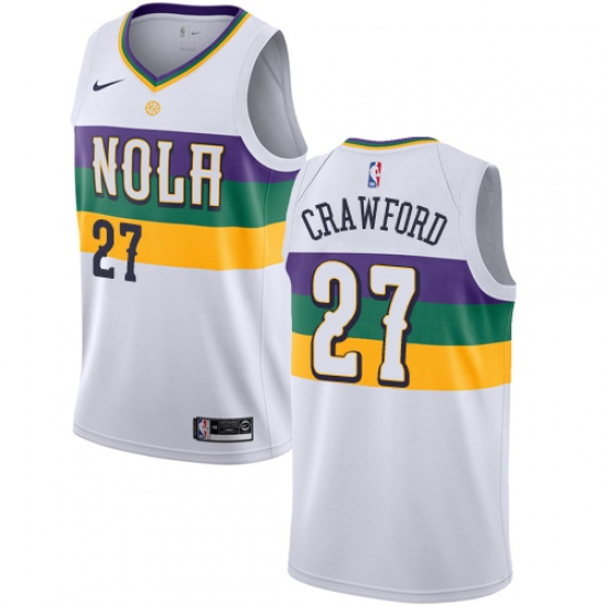 Women's Nike New Orleans Pelicans #27 Jordan Crawford Swingman White NBA Jersey - City Edition - Ujersey