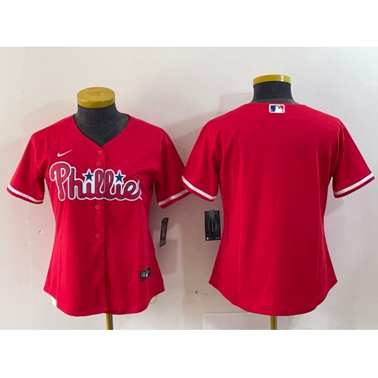 Youth Philadelphia Phillies Blank Red Stitched Cool Base Jersey - Ujersey