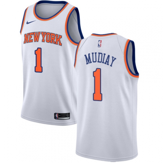 Women's Nike New York Knicks #1 Emmanuel Mudiay Authentic White NBA Jersey - Association Edition - Ujersey