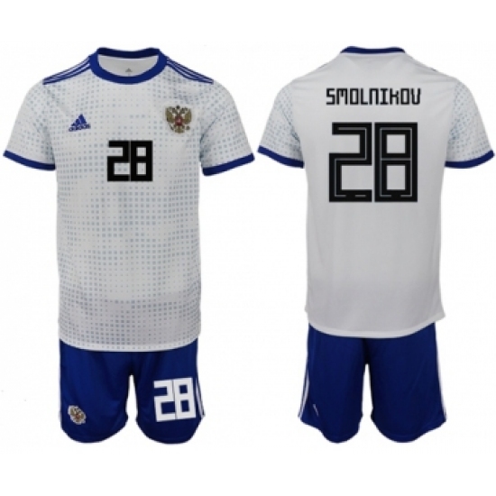Russia #28 Smolnikov Away Soccer Country Jersey