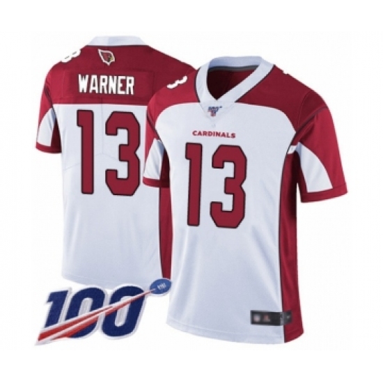 Men's Arizona Cardinals #13 Kurt Warner White Vapor Untouchable Limited Player 100th Season Football Jersey - Ujersey