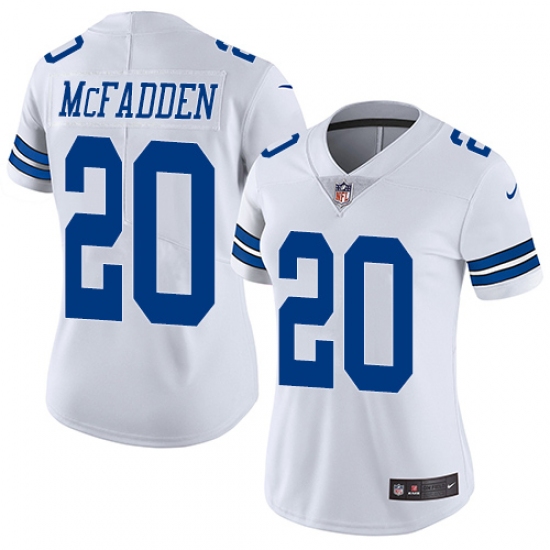 Women's Nike Dallas Cowboys #20 Darren McFadden White Vapor Untouchable Limited Player NFL Jersey - Ujersey