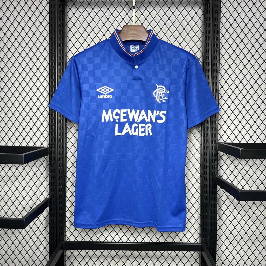 Rangers FC Retro Soccer Jersey Home Custom Shirt 1987-90 - ujerseystore