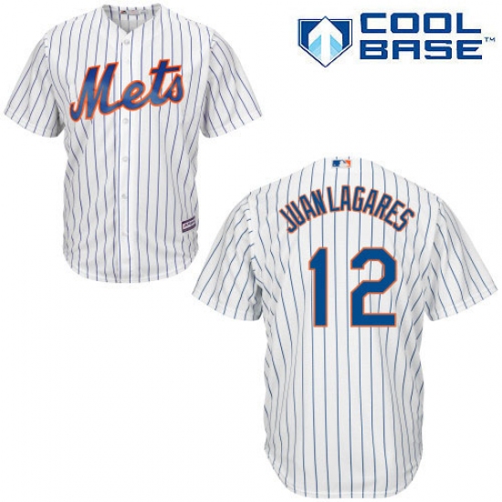 Men's Majestic New York Mets #12 Juan Lagares Replica White Home Cool Base MLB Jersey - Ujersey