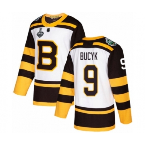 Youth Boston Bruins #9 Johnny Bucyk Authentic White Winter Classic 2019 Stanley Cup Final Bound Hockey Jersey - Ujersey